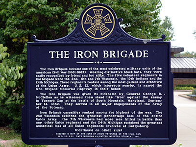 New Buffalo located marker dedicated to the history of the Iron Brigade and 24th Michigan.  Photo ©2014 Look Around You Ventures, LLC.